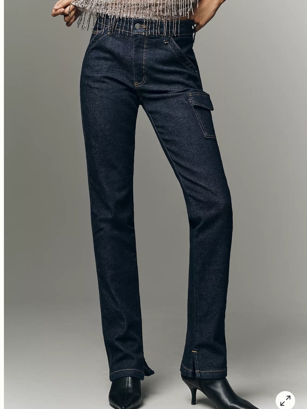Pilcro Dylan Puddle Mid Rise Straight-Leg Jeans with Utility Pocket Size 27